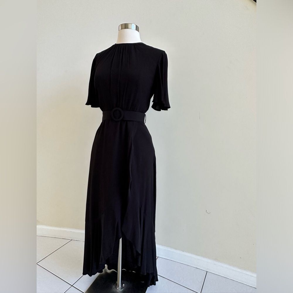French Connection Black Emina Hi Lo MIDI Dress Size 4
